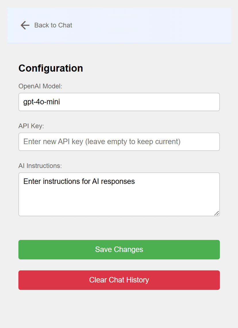 Talk2Page configuration panel showing OpenAI settings